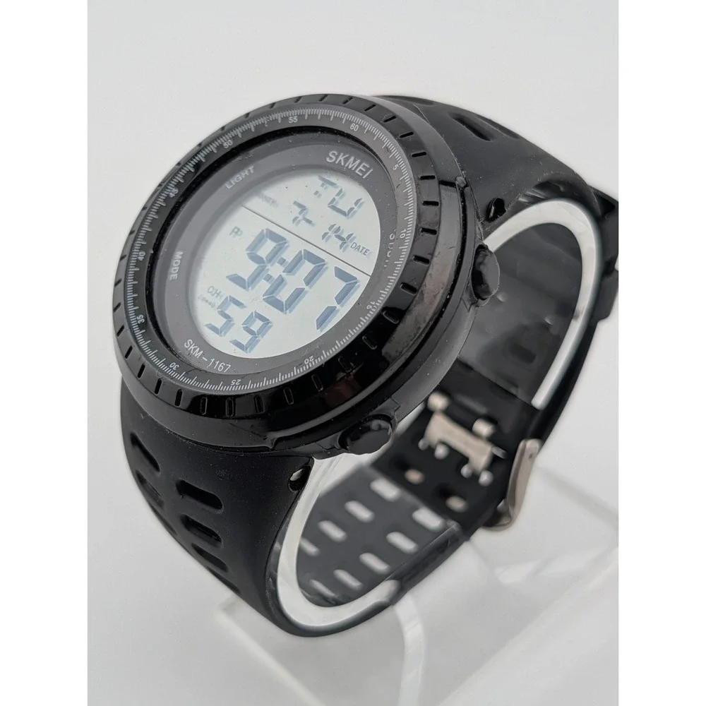 Skmei 1167 Men's Digital Watch‎ Black Resin Strap 50mm Case- New Battery
